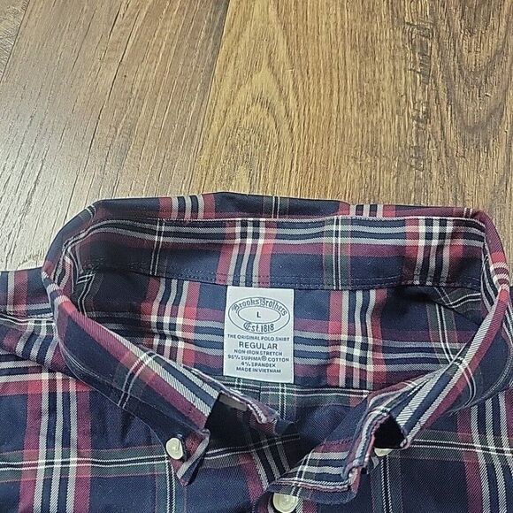 Brooks Brothers Shirt Mens Large Blue Red Green Check Button Up Long Sleeve - Picture 2 of 7